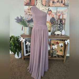 David's Bridal One-Shoulder Mauve Dress